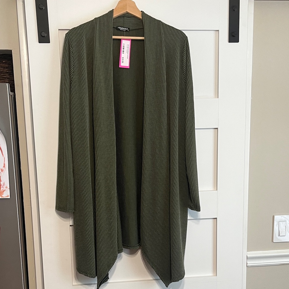 HEIMISH USA Olive Green Ribbed Cardigan